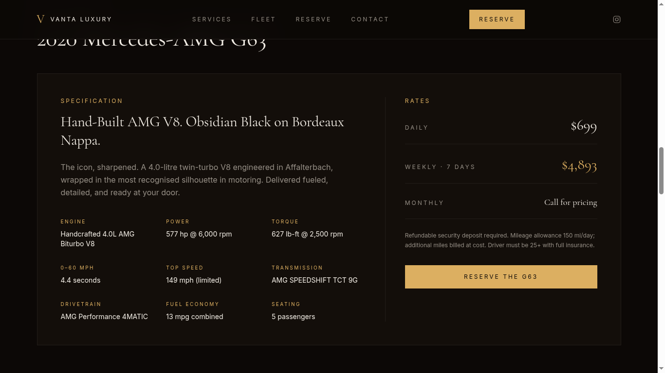 Vanta Luxury — Fleet